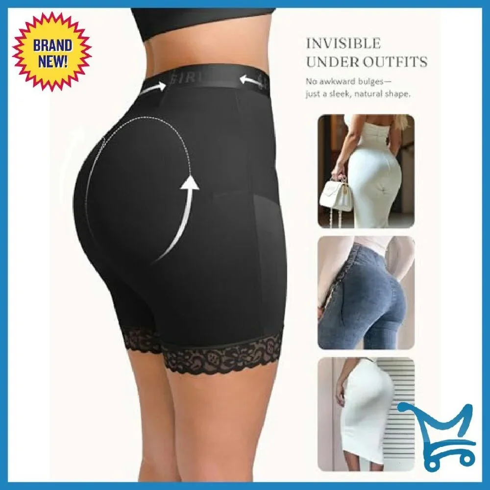 Mid-Waist Tummy Control Shapewear Shorts with Butt Lift & Zipper